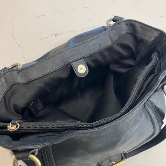 COACH F24961 Black Campbell Large Carryall Tote Leather Shoulder Bag - Picture 9 of 16